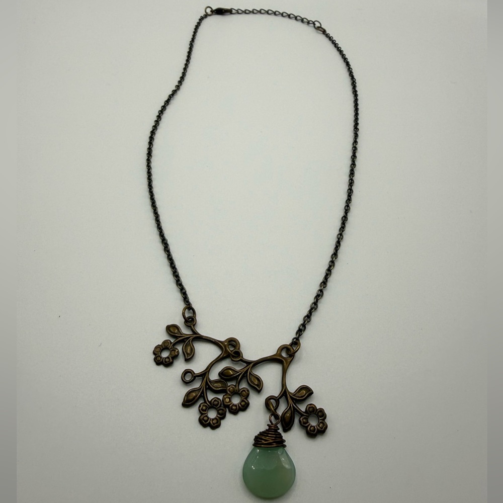 🛍️Vintage Copper Opal Color Gem Branch Flower Necklace